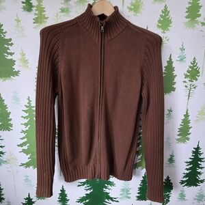 Club Room Men's Zip Up Brown Sweater